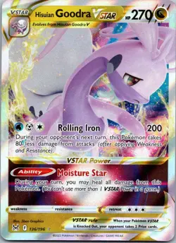 Hisuian Goodra VSTAR 136/196 Holo VSTAR Rare Lost Origin Pokemon Near Mint - Image 1