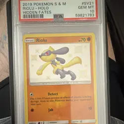 Pokemon TCG Riolu SV21/SV94 Hidden Fates Shiny Vault Holo EN PSA 10 2019 - Image 1
