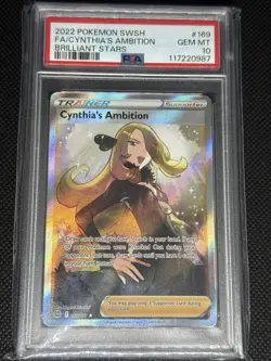 Pokemon TCG Cynthia's Ambition Trainer Rare 169/172 Brilliant Stars PSA 10 - Image 1