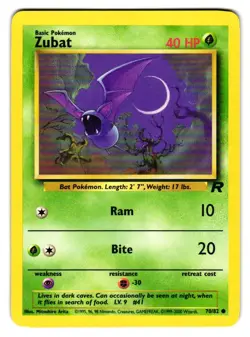 Zubat 70/82 Common Team Rocket Pokemon Lightly Played - Image 1