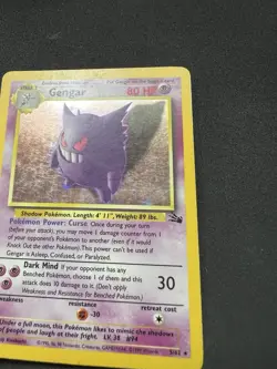 1998 Pokemon Gengar 5/62 Fossil Holo Rare Vintage WOTC MP - Image 3