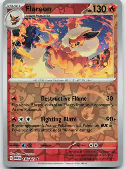 Flareon 136/165 Rare 151 Pokemon Reverse Holo Near Mint - Image 1