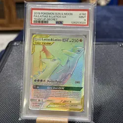 2019 POKEMON SUN & MOON TEAM UP LATIAS & LATIOS RAINBOW GX #190 PSA 9 MINT - Image 1