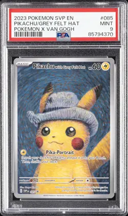 2023 POKEMON SVP EN-SV BLACK STAR PROMO #085 PIKACHU WITH GREY FELT HAT PSA 9 - Image 1
