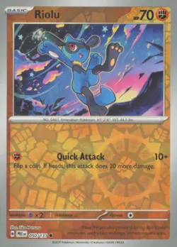 RIOLU 050/131 COMMON PRISMATIC EVOLUTIONS POKEMON REVERSE HOLO NEAR MINT - Image 1