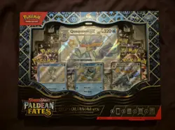 Pokemon TCG Paldean Fates Quaquaval EX Premium Collection Box Label Residue - Image 1