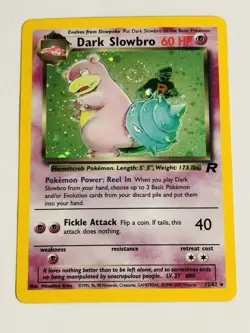 Pokemon Dark Slowbro Team Rocket 12/82 with RARE HOLO SWIRL 🌀 - Image 1