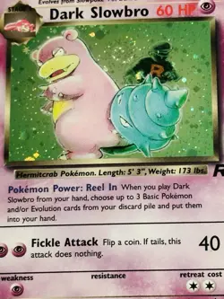 Pokemon Dark Slowbro Team Rocket 12/82 with RARE HOLO SWIRL 🌀 - Image 2
