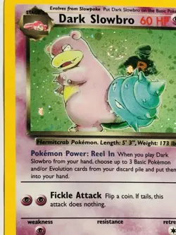 Pokemon Dark Slowbro Team Rocket 12/82 with RARE HOLO SWIRL 🌀 - Image 3