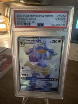 Lucario GX Full Art Hidden Fates PSA 10 SV64/SV94 2019 Sun & Moon Pokemon - Image 1