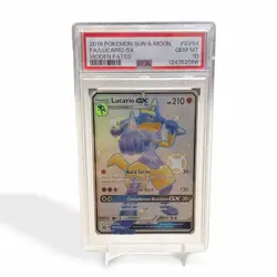 2019 POKEMON SUN & MOON HIDDEN FATES #SV64 FULL ART/LUCARIO GX PSA 10 - Image 1