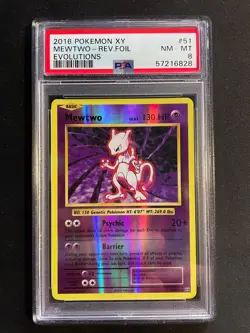 2016 Pokemon: MEWTWO 51/108 [Reverse Holo Rare] XY Evolutions PSA 8 - Image 1