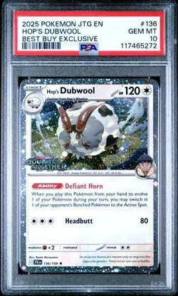 2025 POKEMON JOURNEY TOGETHER #136 HOP'S DUBWOOL COSMOS BEST BUY PROMO PSA 10 - Image 1