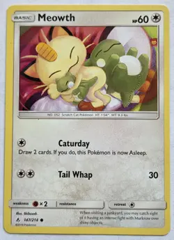 Meowth SM - Unbroken Bonds #147/214 2019 Pokemon Card TCG - Image 1