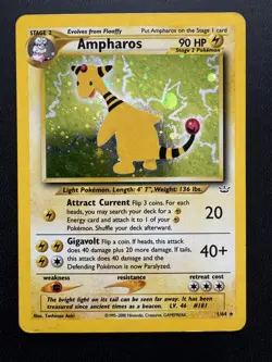 Ampharos 1/64 - Neo Revelation Holo Rare, Vintage Pokemon WOTC - Image 1
