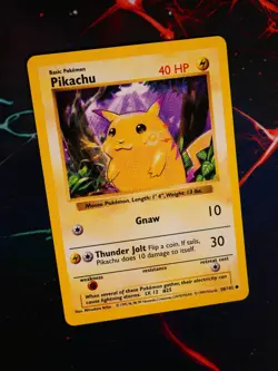 MP (CD Promo) Pokemon PIKACHU Card BASE 58/102 Shadowless Yellow Cheeks Glossy#2 - Image 1