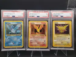 PSA 1 Sequential Set Of Pokemon Fossil Legendary Birds Articuno, Moltres, Zapdos - Image 1