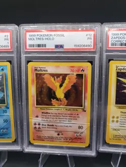 PSA 1 Sequential Set Of Pokemon Fossil Legendary Birds Articuno, Moltres, Zapdos - Image 3