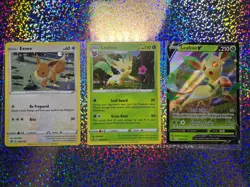 Pokemon TCG: Promo SWSH194 Leafeon V; Cosmos Holo Promo SWSH191 Leafeon - Image 1