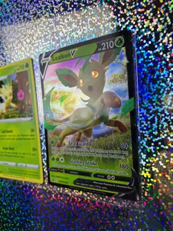 Pokemon TCG: Promo SWSH194 Leafeon V; Cosmos Holo Promo SWSH191 Leafeon - Image 3