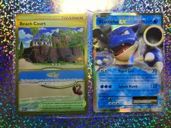 Pokemon TCG: Evolutions 21/108 Blastoise EX; Secret Rare 263/182 Beach Court - Image 1