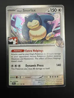 Pokemon TCG Hop's Snorlax 117/159 Cosmo Holo Prize Pack Series 8 Pack Fresh - NM - Image 4