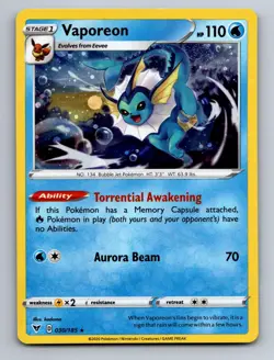 Vaporeon (Cosmos Holo) 030/185 Promo Miscellaneous Cards & Products Pokemon NM - Image 1