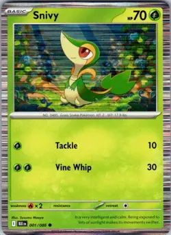 Snivy 001 Common Black Bolt Pokemon Holo NM - Image 1