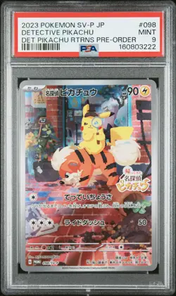 2023 POKEMON JAPANESE SV-P PROMO #098 DETECTIVE PIKACHU PSA 9 - Image 1