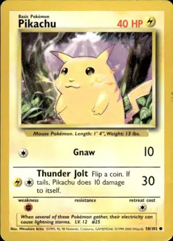 Pokemon Pikachu Base Set 058/102 Light Play LP+ or Better - Image 1
