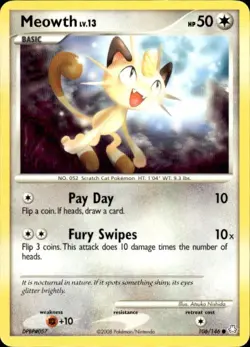 Pokemon Meowth Legends Awakened 106/146 Light Play LP+ or Better - Image 1