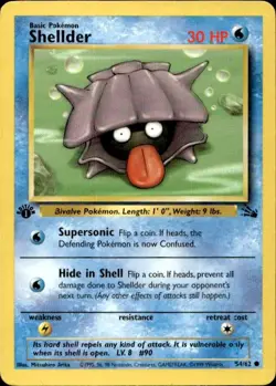 Pokemon Shellder 1st ed Fossil 54/62 Light Play LP+ or Better - Image 1