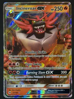Incineroar GX 27/149 SM Base Set Holo *DMG Crease Pokemon TCG - Image 1