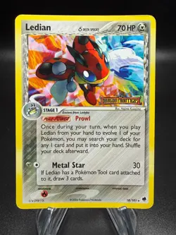 Pokemon EX Dragon Frontiers LEDIAN Delta Species Stamped Reverse Holo Rare #18 - Image 1