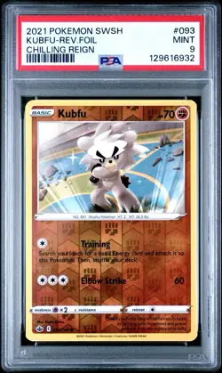 2021 Pokemon Chilling Reign # 093 Kubfu Reverse Foil PSA 9 Card MINT Free Ship! - Image 1
