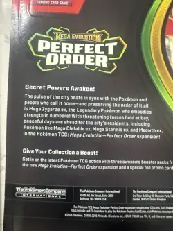 Pokemon TCG Mega Evolution Perfect Order 3-Pack Blister Chikorita Promo Sealed - Image 3