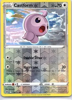 Castform 116/172 Common Brilliant Stars Pokemon Reverse Holo Lightly Played - Image 1