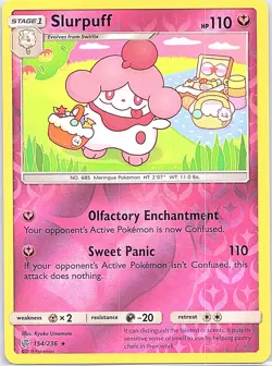 Slurpuff 154/236 Rare Cosmic Eclipse Pokemon Reverse Holo Lightly Played - Image 1