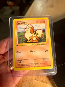 1999 Pokemon Growlithe 28/102 1st Edition Shadowless Base Set WOTC LP - Image 2