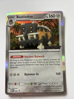 Bastiodon 085 Pokemon TCG Pitch Black Prerelease Stamped Promo NM - Image 1