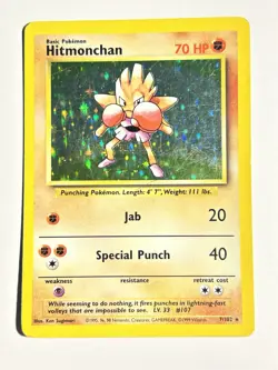 Hitmonchan 7/102 1999-2000 Base Set Holo Rare Pokemon Card WOTC - Vintage - Image 1