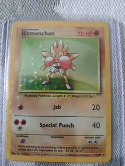 Hitmonchan 7/102 Base Set Holo Rare Pokemon Card 1999 WOTC TCG Vintage LP great - Image 3