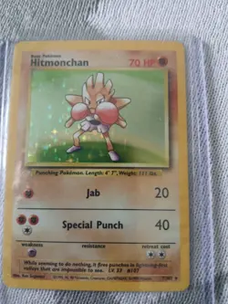 Hitmonchan 7/102 Base Set Holo Rare Pokemon Card 1999 WOTC TCG Vintage LP great - Image 4