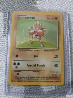 Hitmonchan 7/102 Base Set Holo Rare Pokemon Card 1999 WOTC TCG Vintage LP great - Image 5