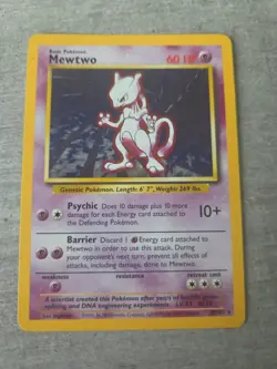 Pokemon Mewtwo TCG Holo Rare Card Base Set 10/102, WOTC 1999 - Image 1