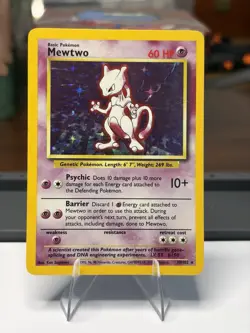 Mewtwo 10/102 - Base Set Holo - Rare Vintage 1999 WOTC Pokemon Card - LP/EX - Image 1