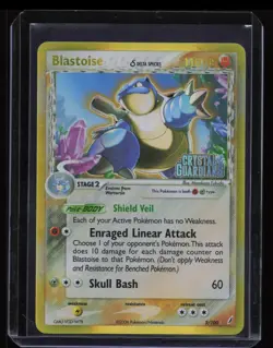 Blastoise 2/100 - Reverse Holo Rare Crystal Guardians Pokemon Card - LP - Image 1