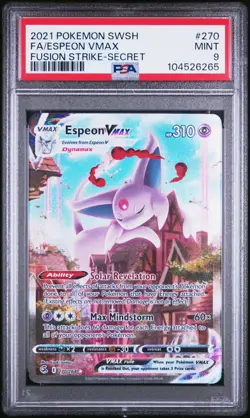 Pokemon Espeon VMAX 270/264 Fusion Strike Secret Rare Alt Art Holo PSA 9 Mint - Image 1