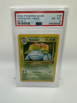 Pokemon TCG Venusaur Base Set 2 Holo Unlimited Rare Card 18/130 PSA 6 - Image 1