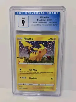 Pikachu Sequin Holo 2021 Pokemon Black Star Promos SWSH039 General Mills CGC 9 - Image 1